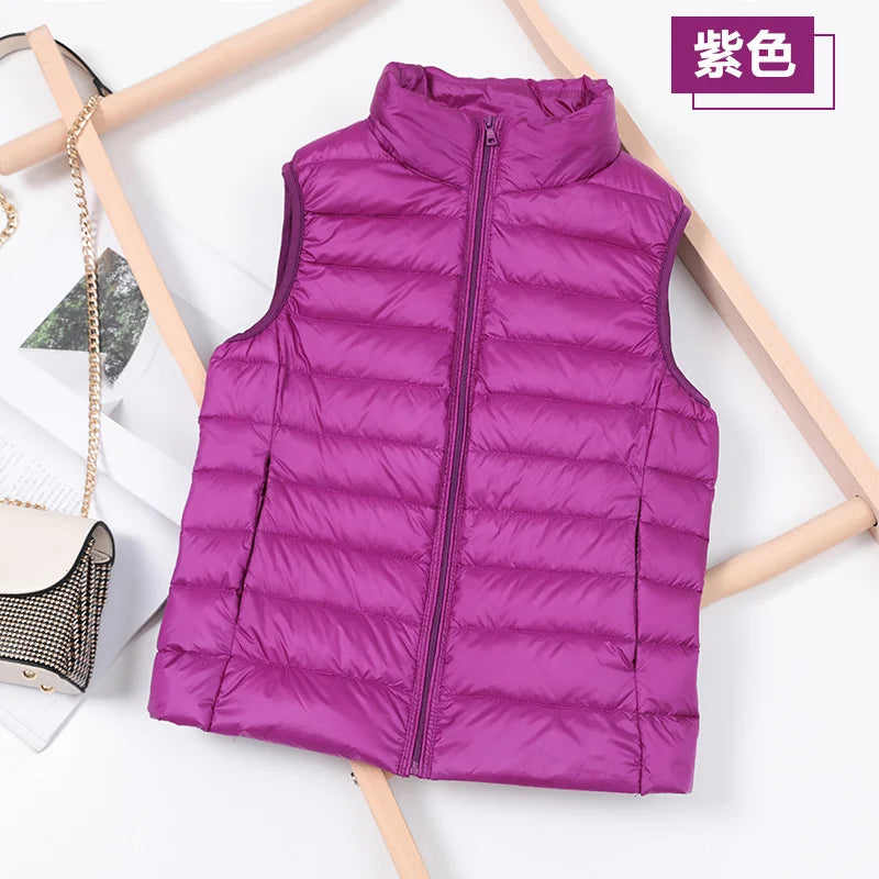 Weiße Ente Unten Jacke Frauen Weste Herbst Winter Ärmellose Weste Warme Leichte Puffer Jacke Weibliche Tops Outwear 8XL