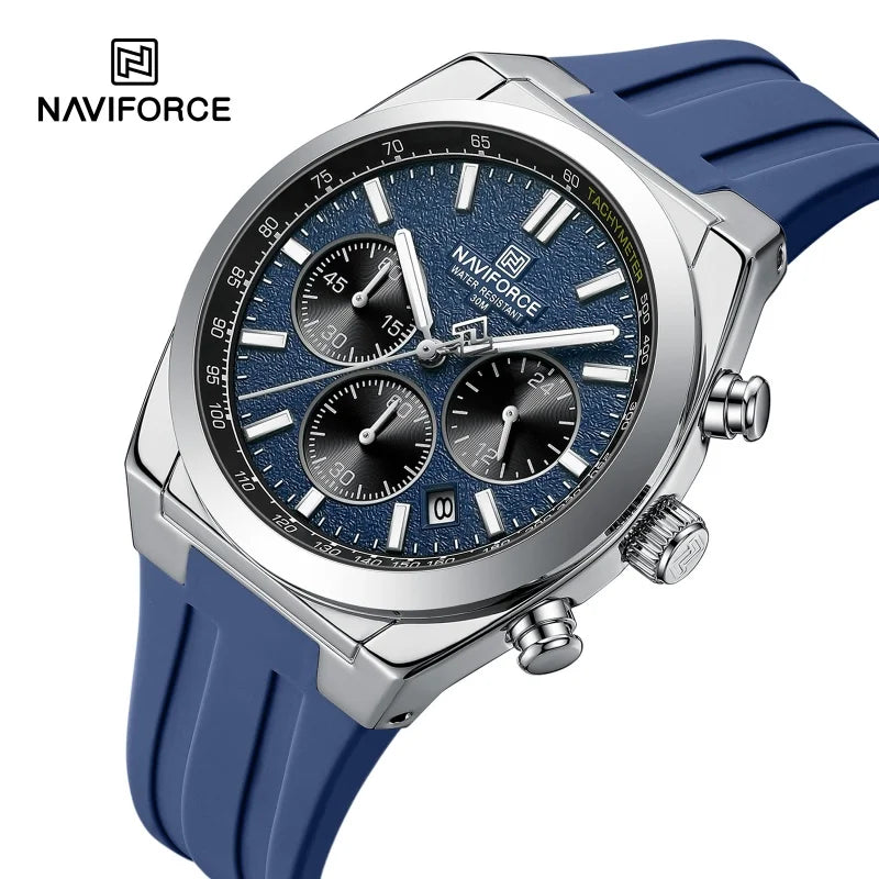 NAVIFORCE Herrenuhren, multifunktionaler Chronograph, Silikonarmband, leuchtende Zeiger, 3ATM wasserdicht, hochwertiges Original für Herren
