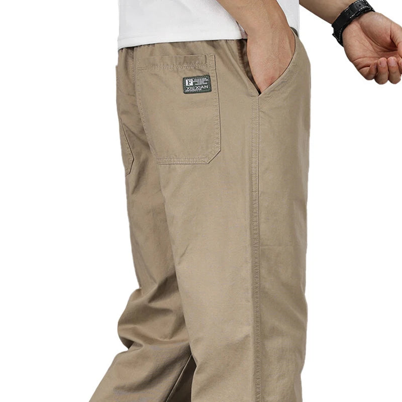 Große Größe Herren Freizeithose Relaxed Fit Baumwollhose Elastische Taille Kordelzug Jogginghose Herren Joggerhose Sommer Frühling