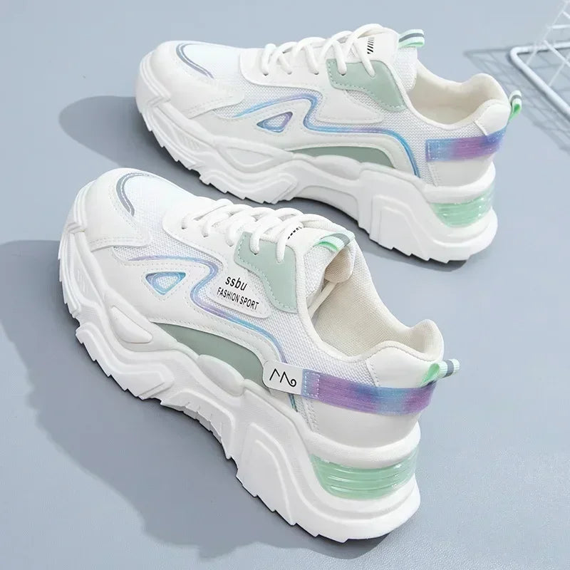 Turnschuhe Frauen Plattform Flache Schuhe Frau Schuhe Grün Casual Trainer Damen Chunky Turnschuhe Frauen Schuhe