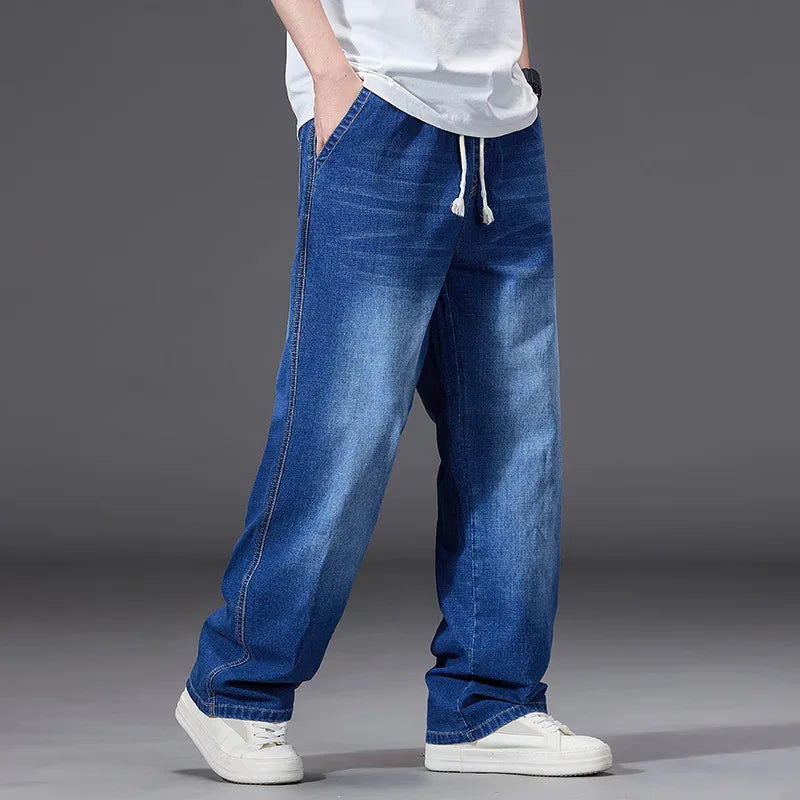 8XL Oversize Jeans Männer Herbst Mode Streetwear Hose Plus Größe Cargo Jeans Weiche Baumwolle Lose Baggy Casual Jeans Für Papa mann