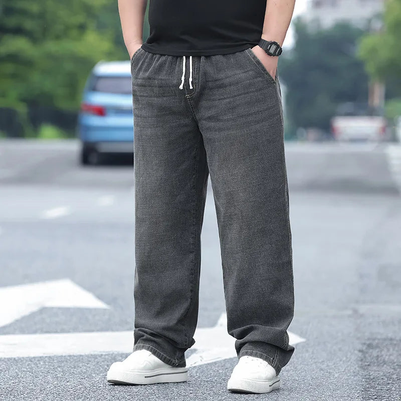 8XL Oversize Jeans Männer Herbst Mode Streetwear Hose Plus Größe Cargo Jeans Weiche Baumwolle Lose Baggy Casual Jeans Für Papa mann