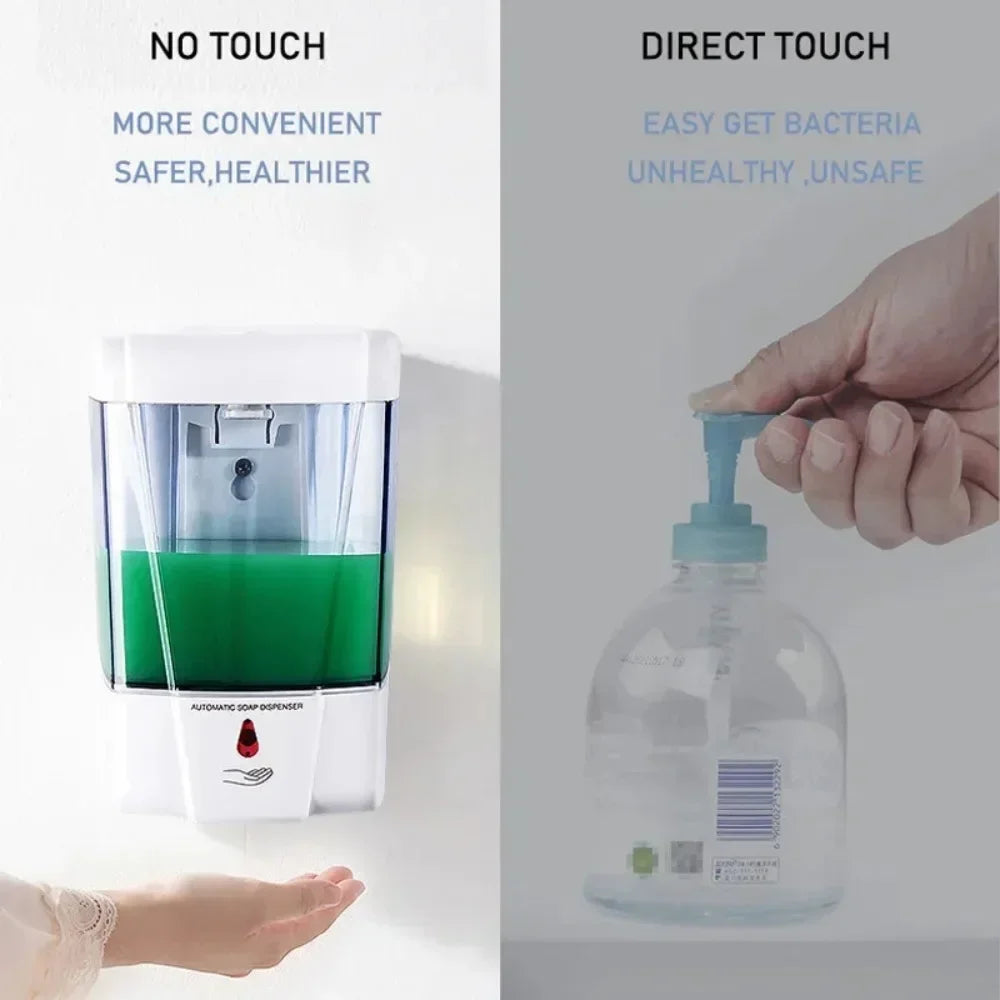 Automatischer berührungsloser Seifenspender 700 ml, wandmontierter, batteriebetriebener Sensor-Handwascher mit großem Fassungsvermögen für Badezimmer und Küche