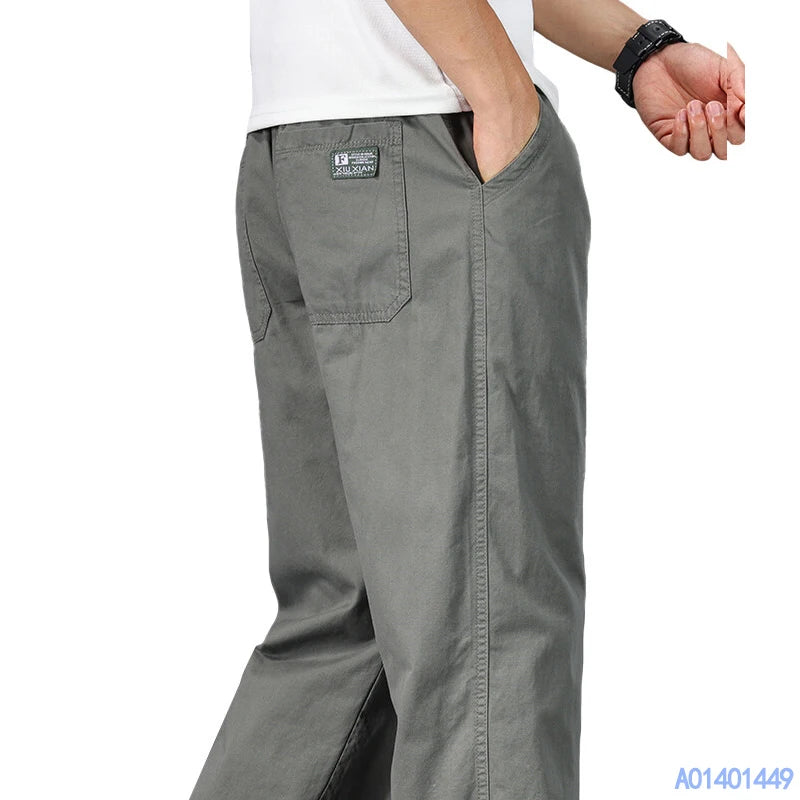 Große Größe Herren Freizeithose Relaxed Fit Baumwollhose Elastische Taille Kordelzug Jogginghose Herren Joggerhose Sommer Frühling