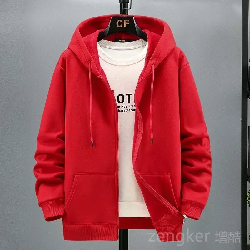 Große Fleece-Strickjacke mit Kapuze für Herren, Herbst und Winter, trendige Modejacke, Übergröße, Kapuzenpullover, 12XL, 10XL, große Herrenbekleidung