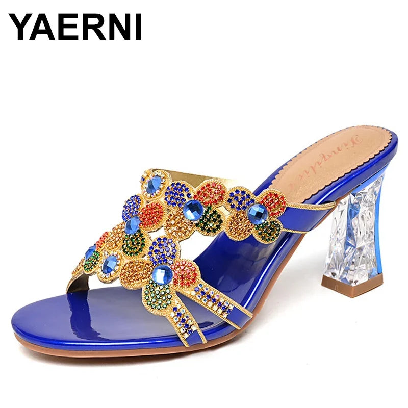 Bequeme Strandpantoffeln Damen Diamant High Heel Sandalen Damen Partyschuhe Modische Damensandalen