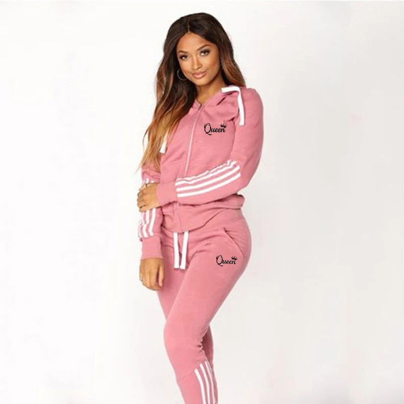 Heiße Damenmode Trainings anzug gestreifte Hoodies und Jogger hosen Damen tägliche Freizeit kleidung
