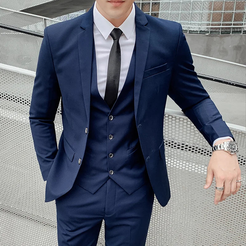 Anzug Upgrade des neuen Stoffes Herren Business Gentleman Fashion Slim Work Solid Color Plus Size Fair Dress Hochzeit Trauzeugenanzug