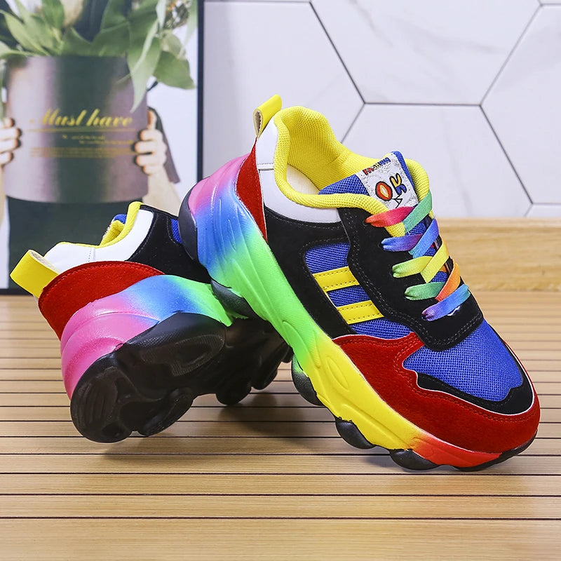 Mode Regenbogen Sport Schuhe Frauen Trainer Schuhe Plattform Atmungs Turnschuhe Frauen Jogging Schuhe Chaussure Femme Sport