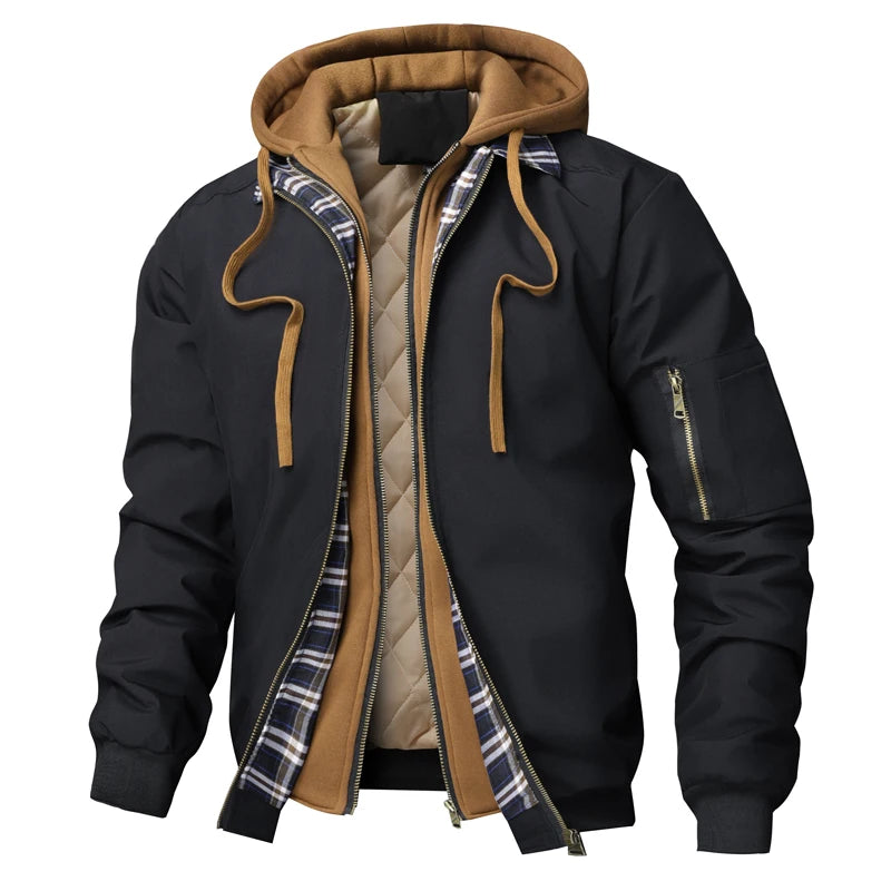 Herbst Winter männer Warme Bomber Jacke Outdoor Mann Dicke Windjacke Wandern Mit Kapuze Mäntel Männer Thermische Sport Zipper Parkas Jacke