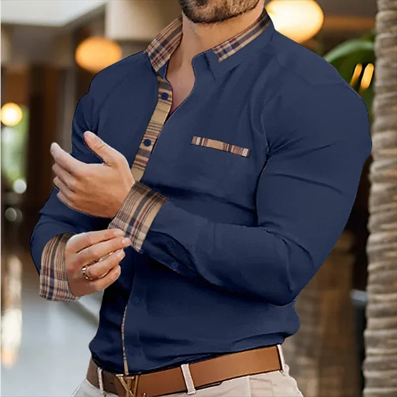 Herren-Business-Revershemd, Büro, lässig, Outdoor, Straßenhemd, weich und bequem, hochwertiges Herren-Top, große Größe XS-6XL