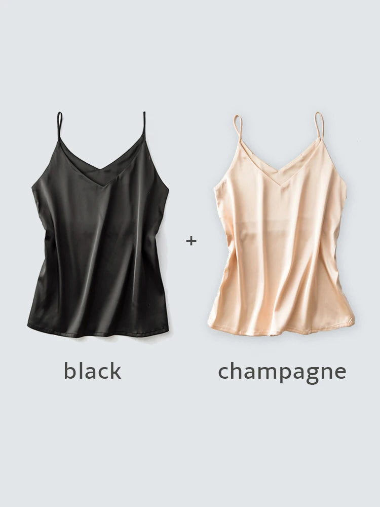 Spaghettiträger-Top für Damen, Neckholder, V-Ausschnitt, Basic, weiß, Cami, ärmellos, Satin-Seiden-Tanktops, Damen-Sommer-Unterhemd