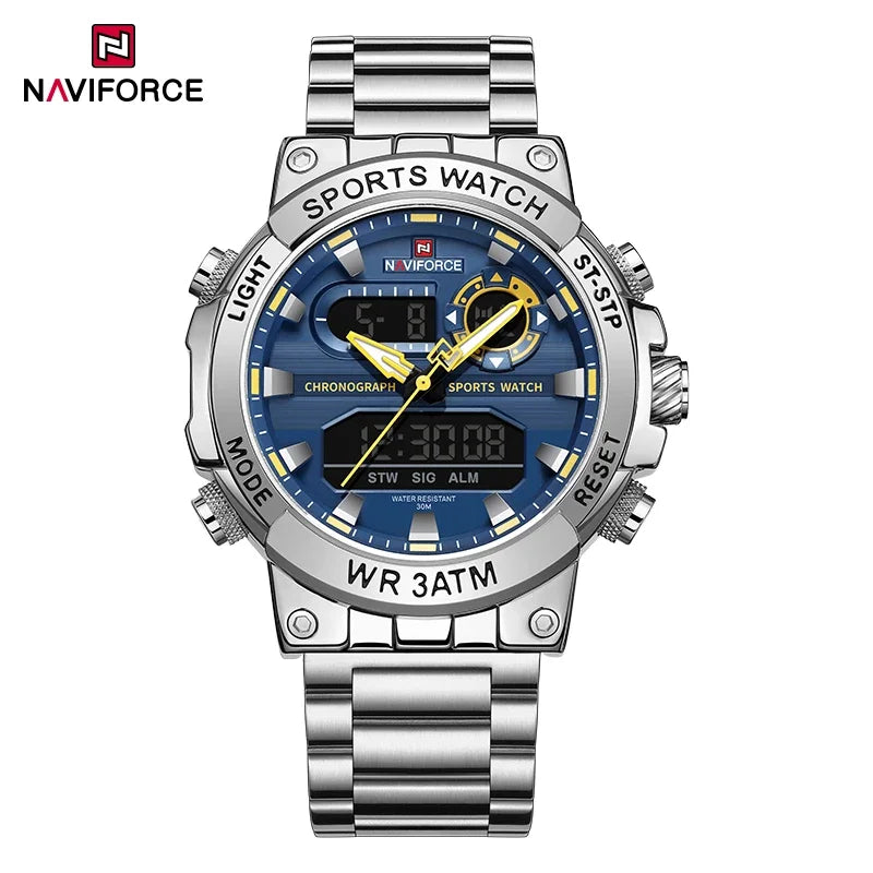 NAVIFORCE Männer Militär Uhr Wasserdichte Armbanduhr Dual Display Quarzuhr Sport Uhr Männliche Große Uhren Männer Relogios Masculino