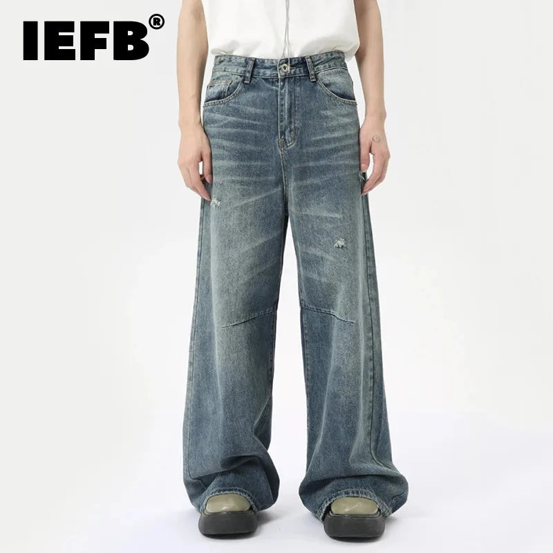 IEFB Amerikanischen Stil männer Denim Hosen Waschen Mode Lose männer Gerade Hosen Beiläufige Breite Bein Jeans Neue Sommer 2024 9C6303