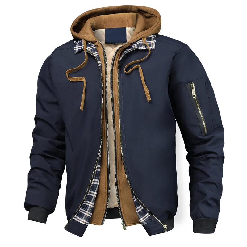 Herbst Winter männer Warme Bomber Jacke Outdoor Mann Dicke Windjacke Wandern Mit Kapuze Mäntel Männer Thermische Sport Zipper Parkas Jacke