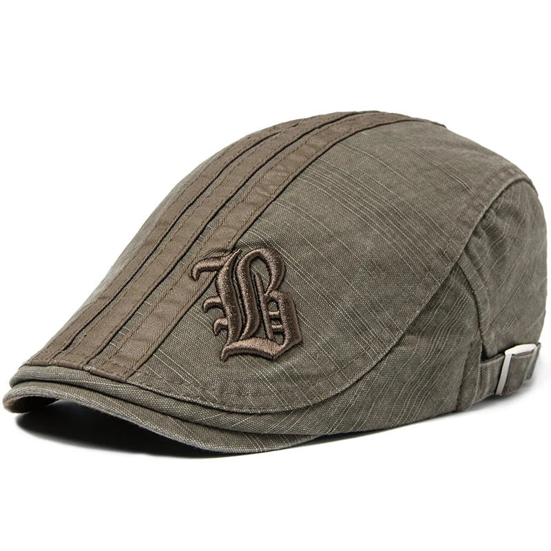 CNTANG Neue Männer Baskenmütze Mode Stickerei Flache Kappe Sommer Visier Für Männliche Mode Vintage Baumwolle Casual Berets Einstellbar