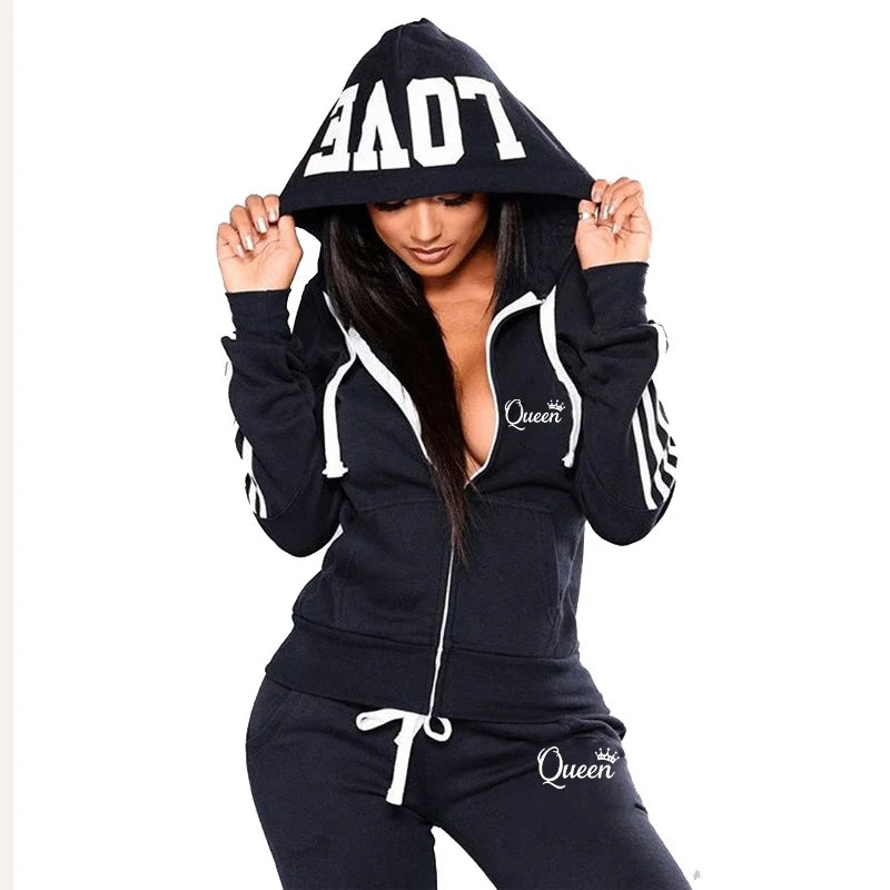 Heiße Damenmode Trainings anzug gestreifte Hoodies und Jogger hosen Damen tägliche Freizeit kleidung