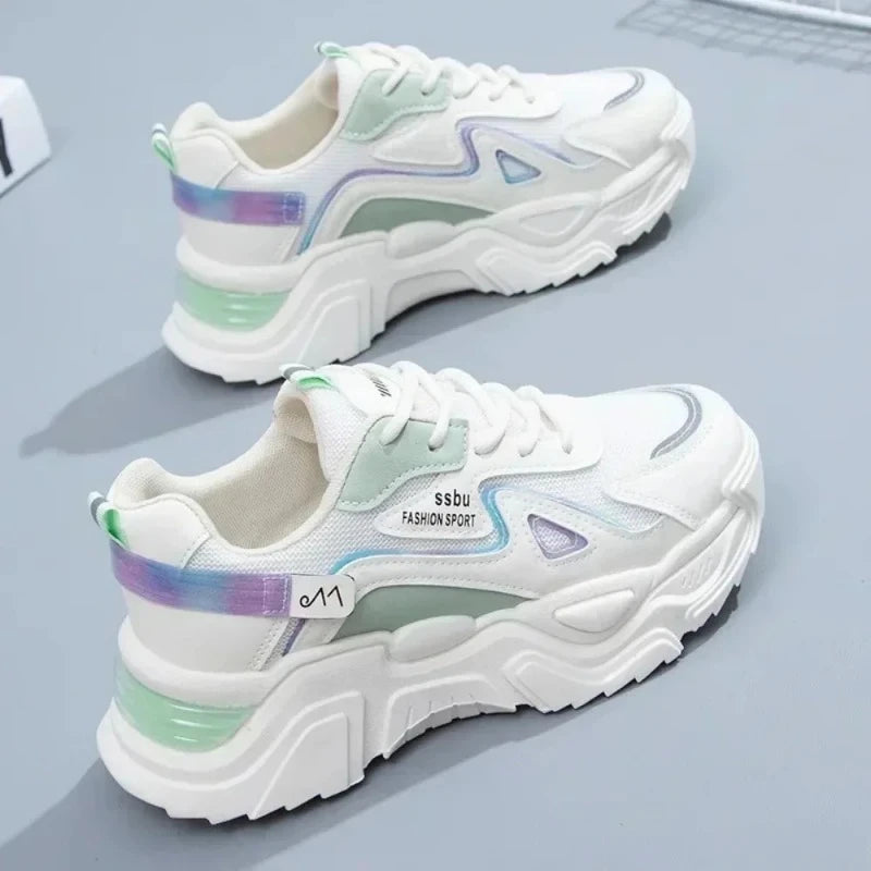 Turnschuhe Frauen Plattform Flache Schuhe Frau Schuhe Grün Casual Trainer Damen Chunky Turnschuhe Frauen Schuhe