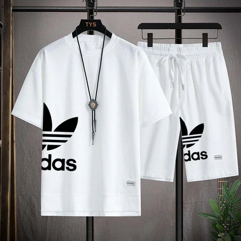 Sommer 2025, neues Herren-Pullover-Sportbekleidungsset, modisches Basketball-Herren-Freizeit-Kurzarm-T-Shirt + Shorts, zweiteiliges Set