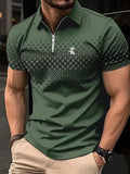 Business Herren Golf Polo Kurzarm Poloshirt Outdoor Casual Daily Streetwear Sommer 3D-Druck Mikroelastisches Polyester