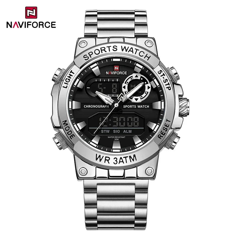 NAVIFORCE Männer Militär Uhr Wasserdichte Armbanduhr Dual Display Quarzuhr Sport Uhr Männliche Große Uhren Männer Relogios Masculino