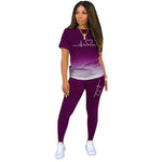 Damen Sport-Set – T-Shirt & Hose mit Print für Yoga & Gym