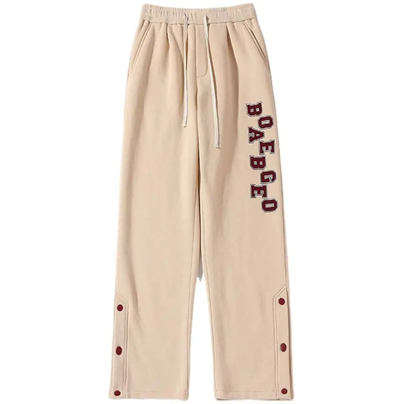 Sports Hosen Männer feste Buchstaben Patchwork Tasche lose Herbst gerade breite Bein Hose