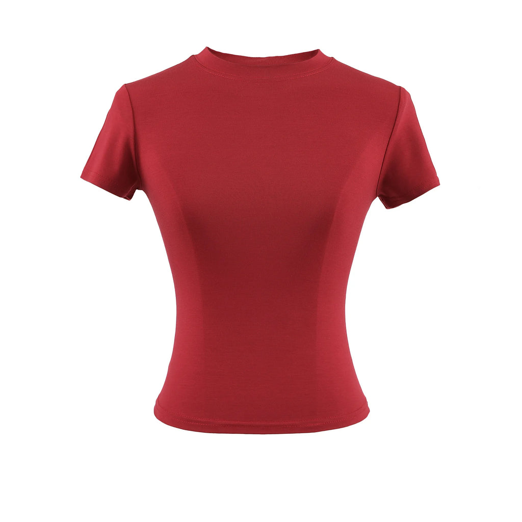 2024 neue Hohe Qualität Casual T shirt Sexy Dünne Kurzen Ärmeln Mode Trend Solide Frauen Kleidung y2k Tops