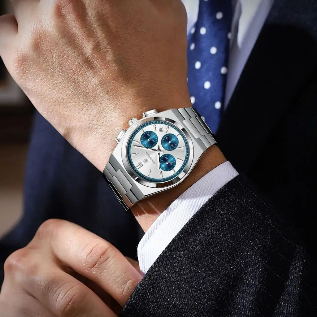 POEDAGAR Top Mode Mann Armbanduhr Chronograph Datum Edelstahl Business Männer Uhr Wasserdicht Leucht männer Quarz Uhren