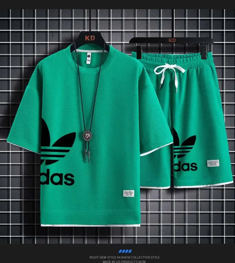 Sommer 2025, neues Herren-Pullover-Sportbekleidungsset, modisches Basketball-Herren-Freizeit-Kurzarm-T-Shirt + Shorts, zweiteiliges Set