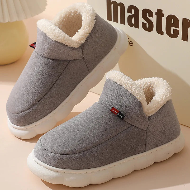 KIDMI Winter Herren Hausschuhe Warme Frauen Hausschuhe Im Freien Rutschfeste Männer Baumwolle Stiefel Flauschige Fuzzy Männer Schuhe Casual Pelzigen Hausschuhe