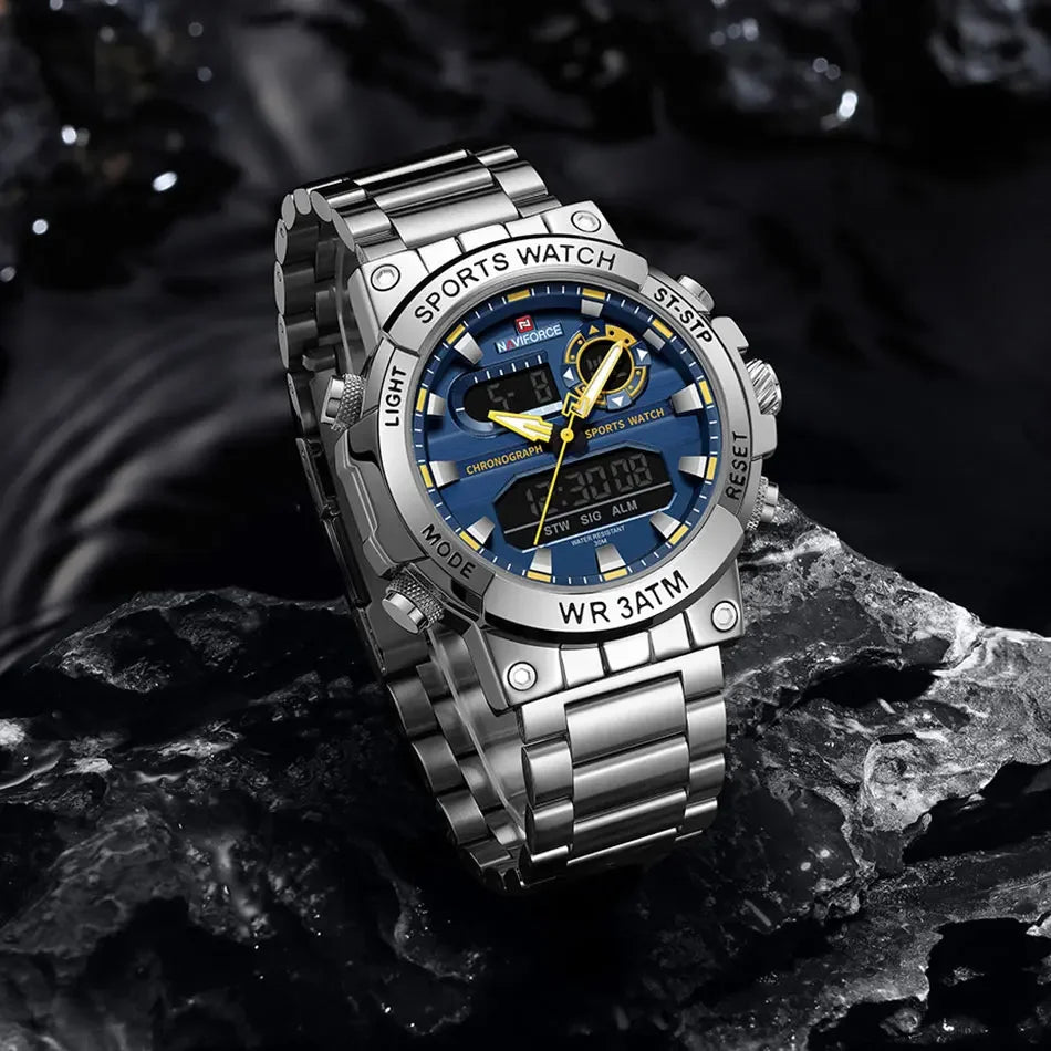 NAVIFORCE Männer Militär Uhr Wasserdichte Armbanduhr Dual Display Quarzuhr Sport Uhr Männliche Große Uhren Männer Relogios Masculino