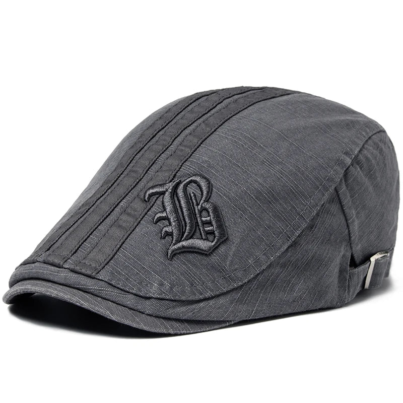 CNTANG Neue Männer Baskenmütze Mode Stickerei Flache Kappe Sommer Visier Für Männliche Mode Vintage Baumwolle Casual Berets Einstellbar