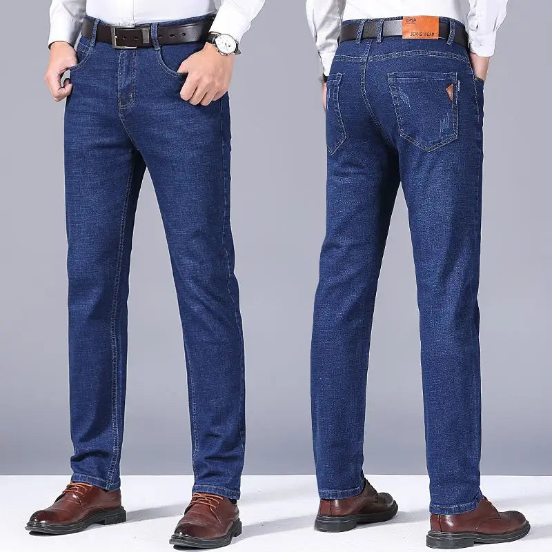 Frühling Herren Leichter Luxus Stretch Slim Fit Denim-Hose Komfortable Weiche Business-Mode Gerade Casual Jeans Herbst Markenkleidung