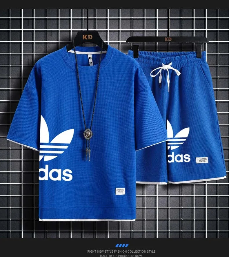 Sommer 2025, neues Herren-Pullover-Sportbekleidungsset, modisches Basketball-Herren-Freizeit-Kurzarm-T-Shirt + Shorts, zweiteiliges Set