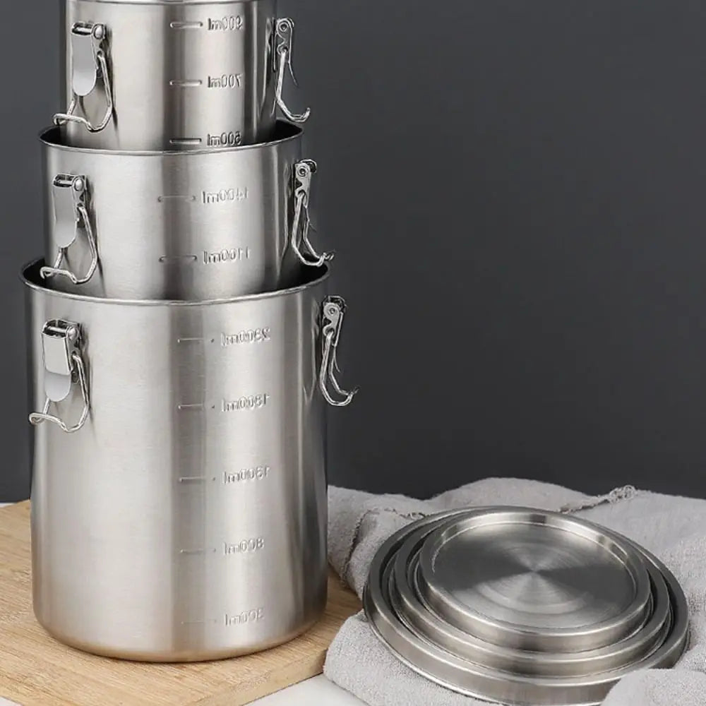 520/1000/1600/2500 ml Edelstahl-Lagertank, auslaufsicher, mit Skala, Getreide-Aufbewahrungsbox, luftdicht, versiegelte Körner, versiegelter Eimer