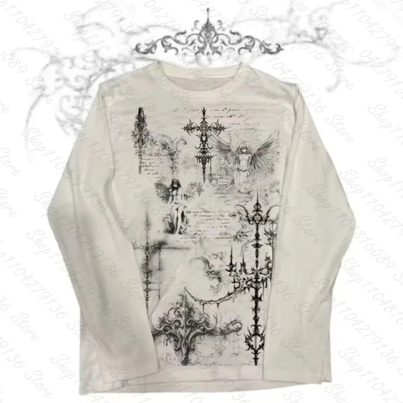 Frau Kleidung für Frauen Kawaii Emo Graphic Tees Y2k Tops Crop Top Frauen Frauen abgeschnitten Shoujo Girl Style 90er Jahre Kleidung Vintage