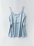 Spaghettiträger-Top für Damen, Neckholder, V-Ausschnitt, Basic, weiß, Cami, ärmellos, Satin-Seiden-Tanktops, Damen-Sommer-Unterhemd