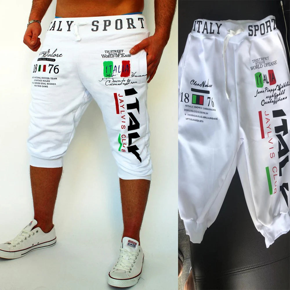Herren-Sportshorts, Sweat-Shorts, Capri-Hose, Kordelzug, Druck, Buchstabe, Sport, Outdoor, Wochenende, Streetwear, stilvolle Jogginghose für Herren