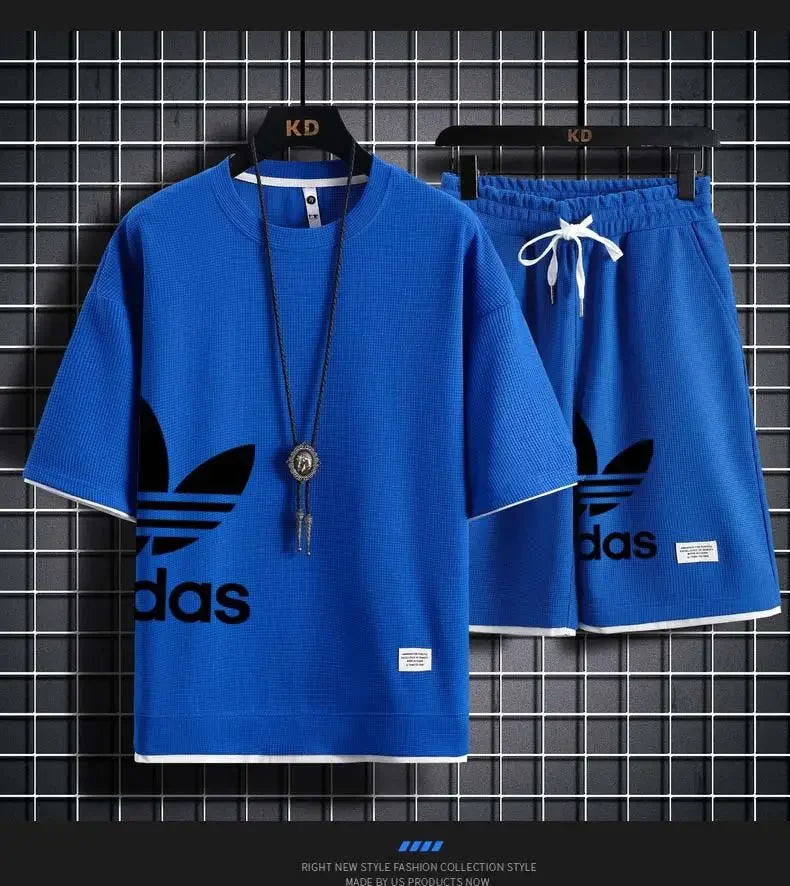 Sommer 2025, neues Herren-Pullover-Sportbekleidungsset, modisches Basketball-Herren-Freizeit-Kurzarm-T-Shirt + Shorts, zweiteiliges Set