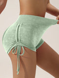 Mattierte Shorts mit Kordelzug für Damen, pfirsichfarbenes Heben des Gesäßes, Fitnessradfahren, dreiteilige Hose, Laufsport, mattierte Shorts