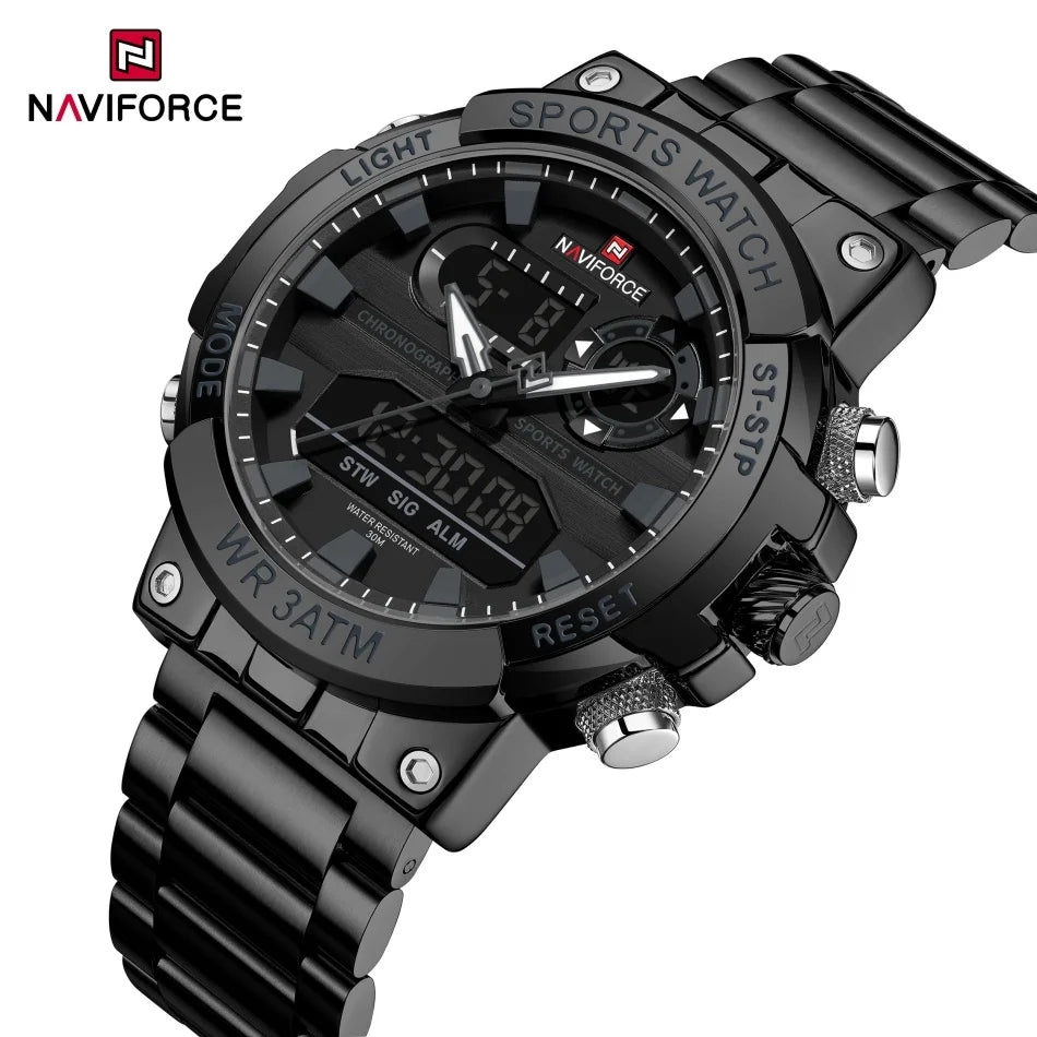 NAVIFORCE Männer Militär Uhr Wasserdichte Armbanduhr Dual Display Quarzuhr Sport Uhr Männliche Große Uhren Männer Relogios Masculino