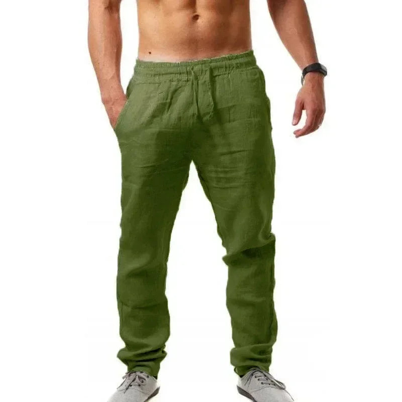 Sporthosen neue Frühjahr/Sommer Modemarke Herren Hip-Hop atmungsaktive Baumwolle Leinen einfarbig einfache Kordelzug Hose mit weitem Bein