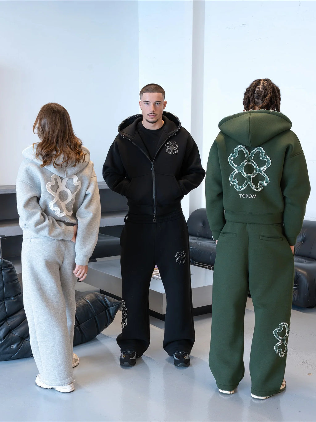 Herren Oversized  Set, Unisex Passform Zip-Up Hoodie Mehrfarbiges Trendiges Zweiteiler-Set