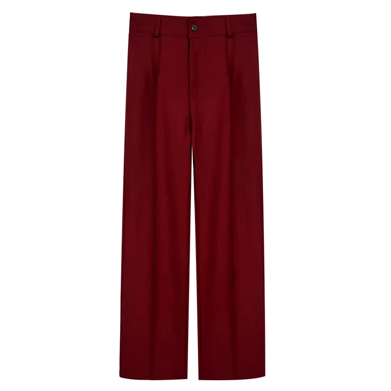 Frauen Chic Mode Büro Tragen Gerade Hosen Vintage Hohe Taille Zipper Fliegen Weibliche Hose Mujer