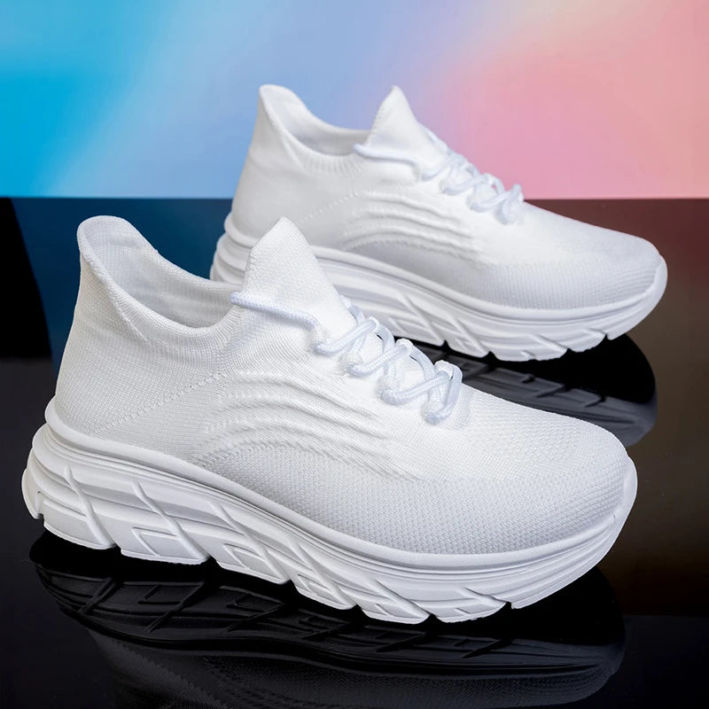 Graue Herren-Laufschuhe – atmungsaktive, mit Spitze gepolsterte, flache Stiefel aus Mesh, leichte Sport-Trainingsschuhe, lässige Design-Schuhe