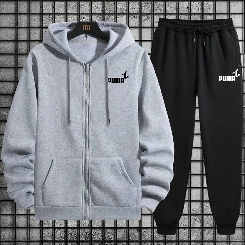 Neu im Damen-Trainingsanzug, Trenddruck, Kapuzenpullover, Hosen, 2-teiliges Set, lässiger Reißverschluss, Mantel, Anzug, Alltagskleidung, Herbst und Winter