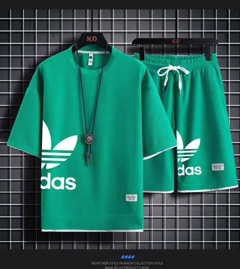 Sommer 2025, neues Herren-Pullover-Sportbekleidungsset, modisches Basketball-Herren-Freizeit-Kurzarm-T-Shirt + Shorts, zweiteiliges Set