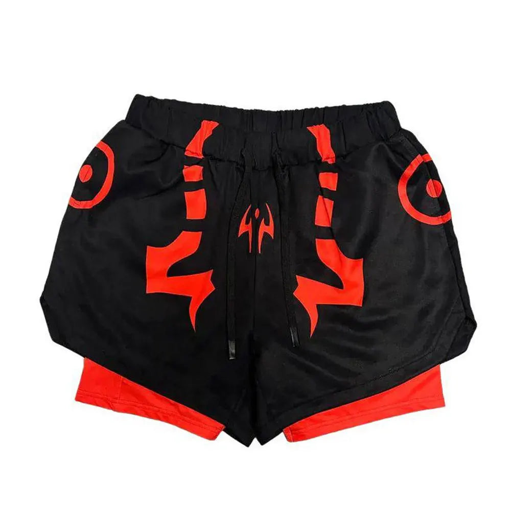 Anime Jujutsu Kaisen Kompressionsset Fitnessanzug für Herren, schnell trocknendes 3D-Kompressionsshirt + Fitnessstudio-Shorts, Lauf-Workout-Sportbekleidung