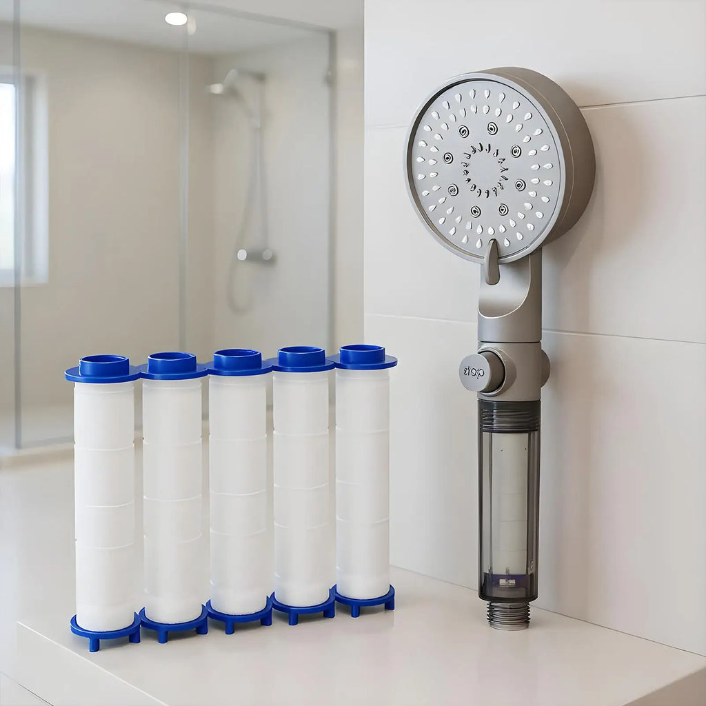 Badezimmer-Duschkopf mit Filterkartuschen Handgehaltener Gefilterter Duschkopf Hochdruck-Silikon-Düsen
